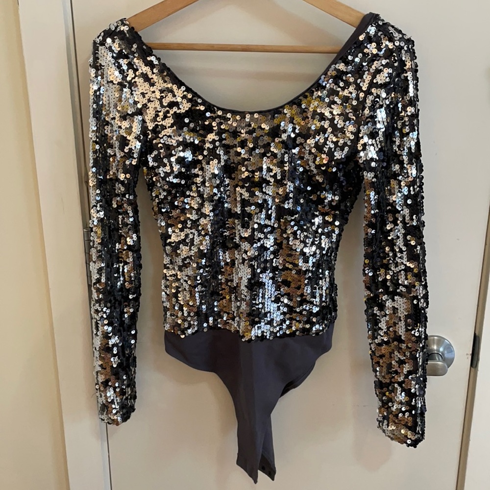 Sequin long sleeve bodysuit